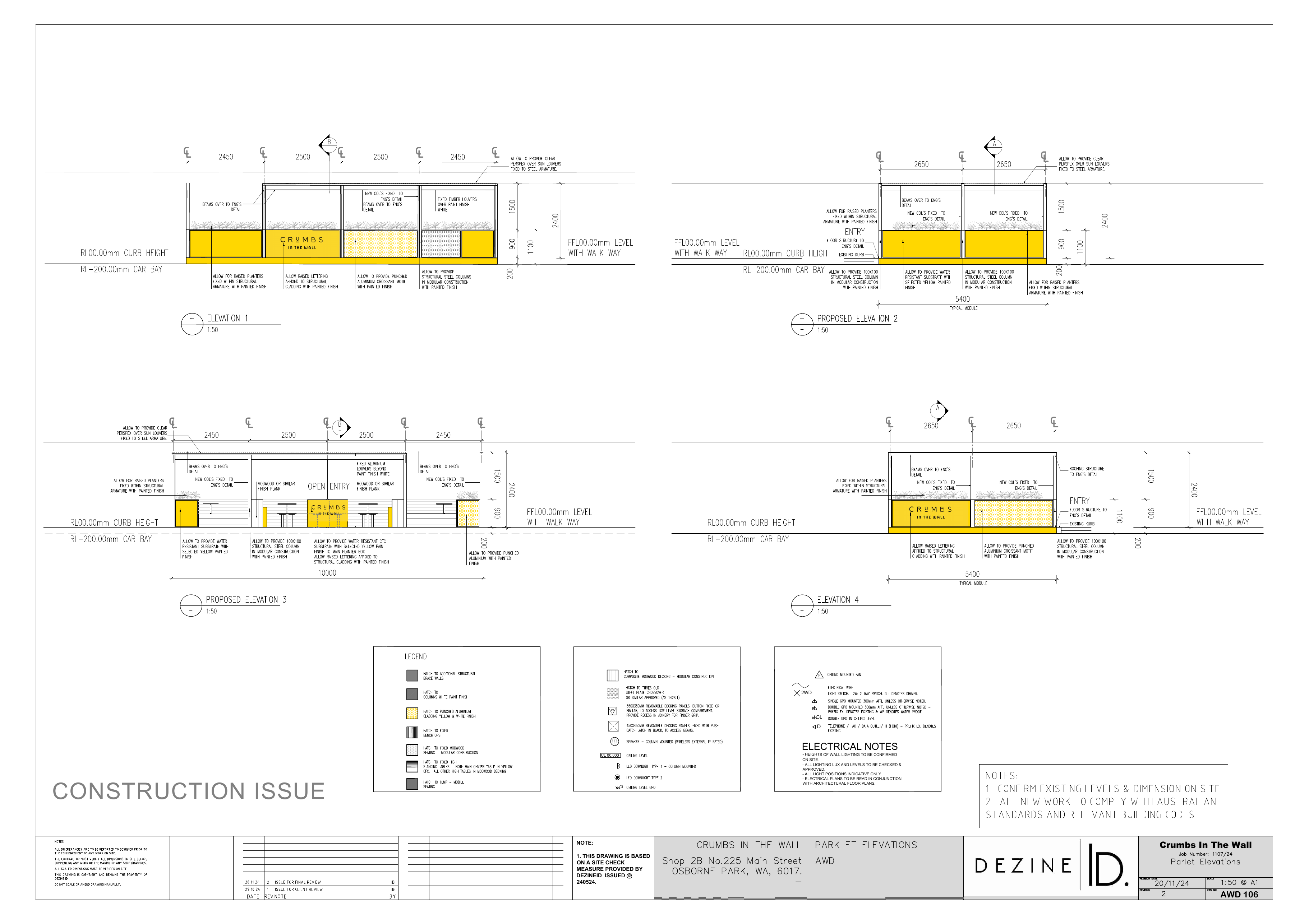 Crumbs parklet elevations drawing