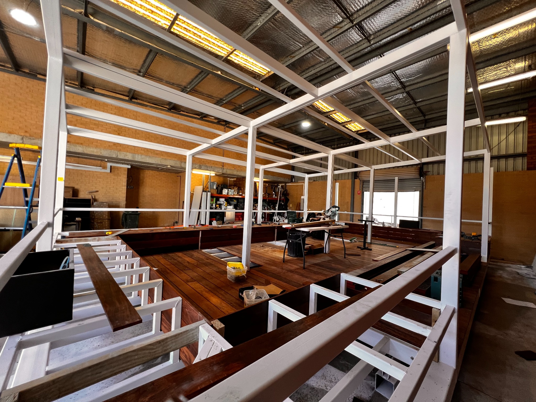 Crumbs parklet decking and seating installation