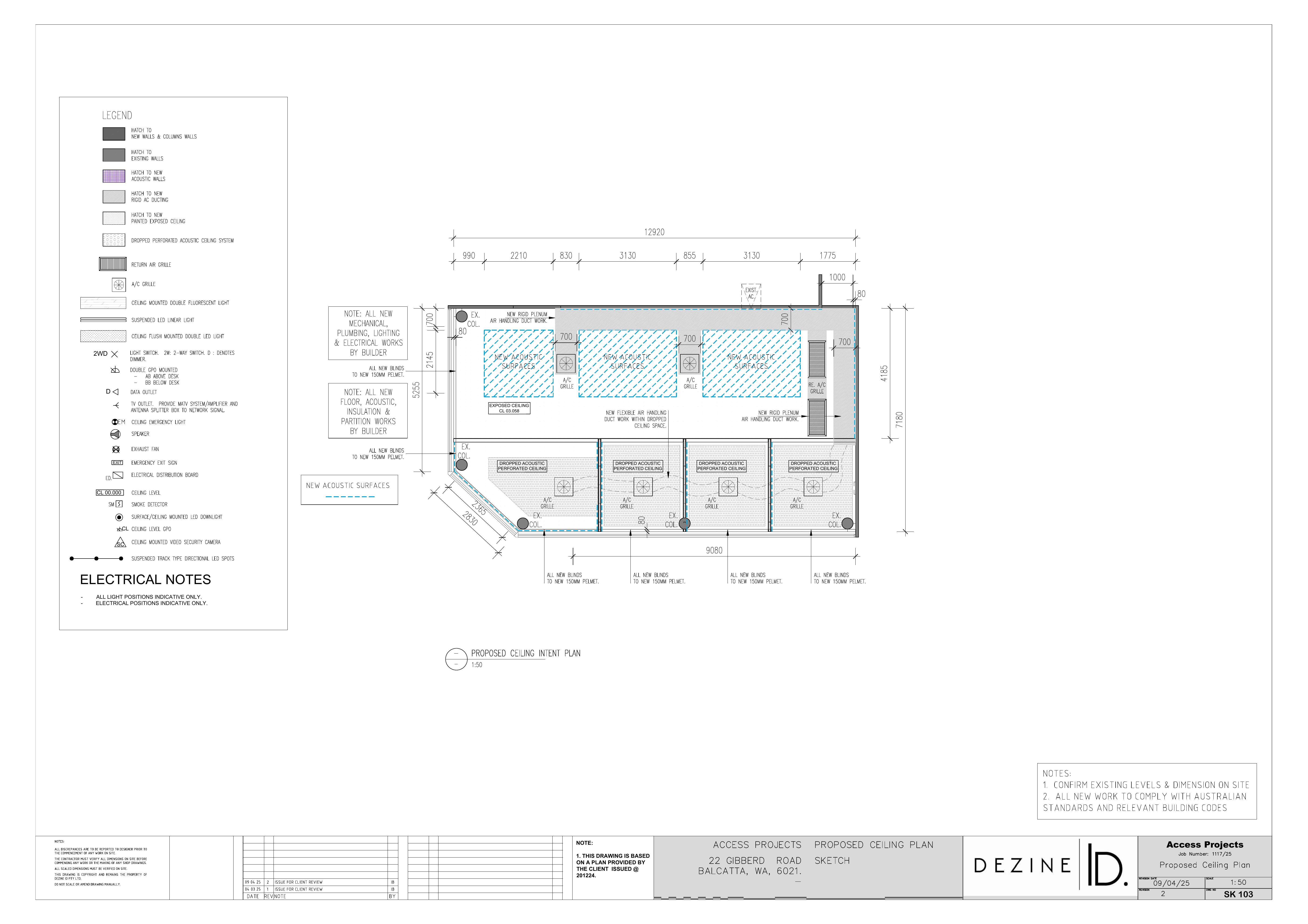 Original Dezine ID SK103 proposed ceiling intent plan