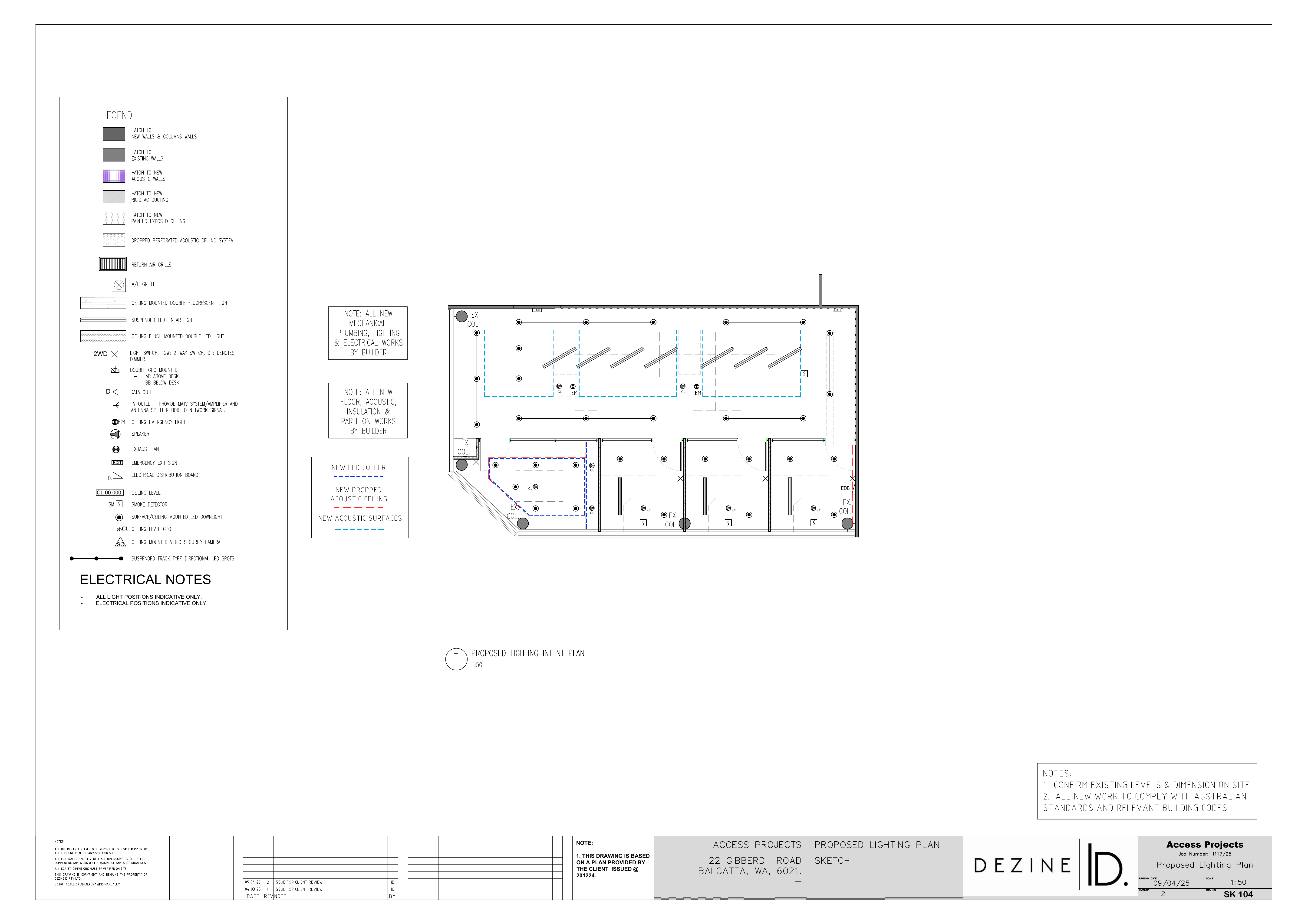 Original Dezine ID SK104 proposed lighting intent plan