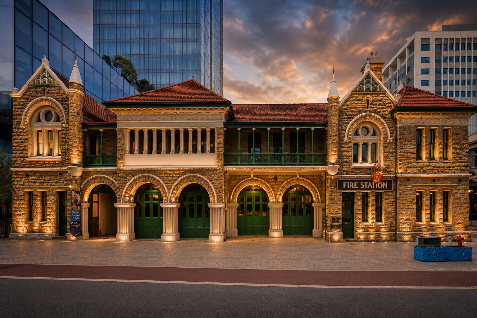 Restored heritage fire station in central Perth
