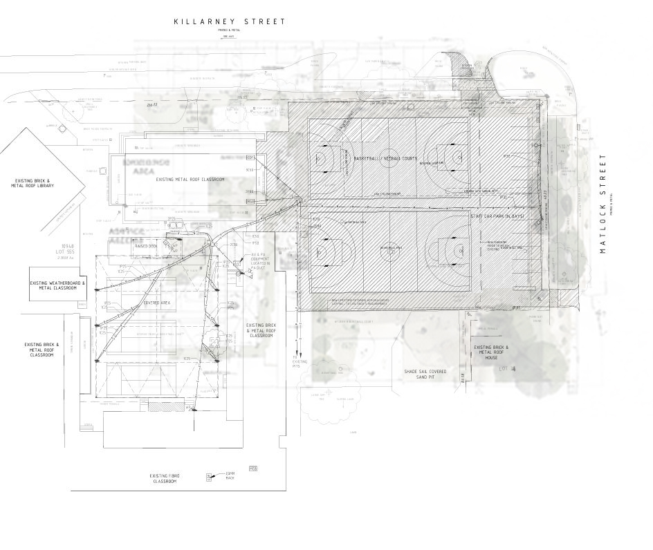 Existing site plan showing the Mount Hawthorn Primary School courts