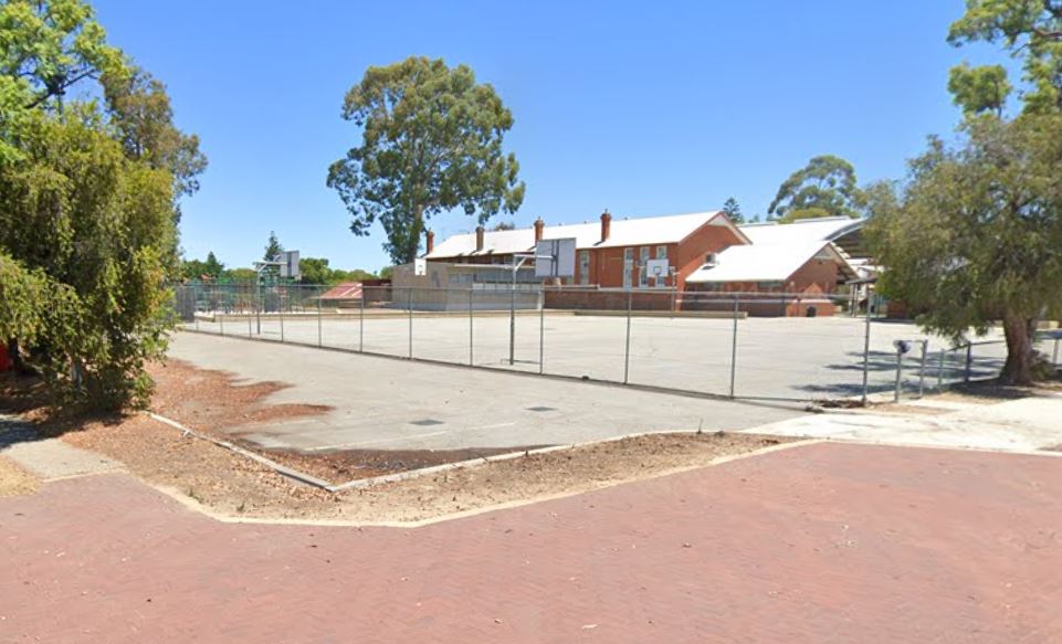 Existing basketball courts viewed from the south