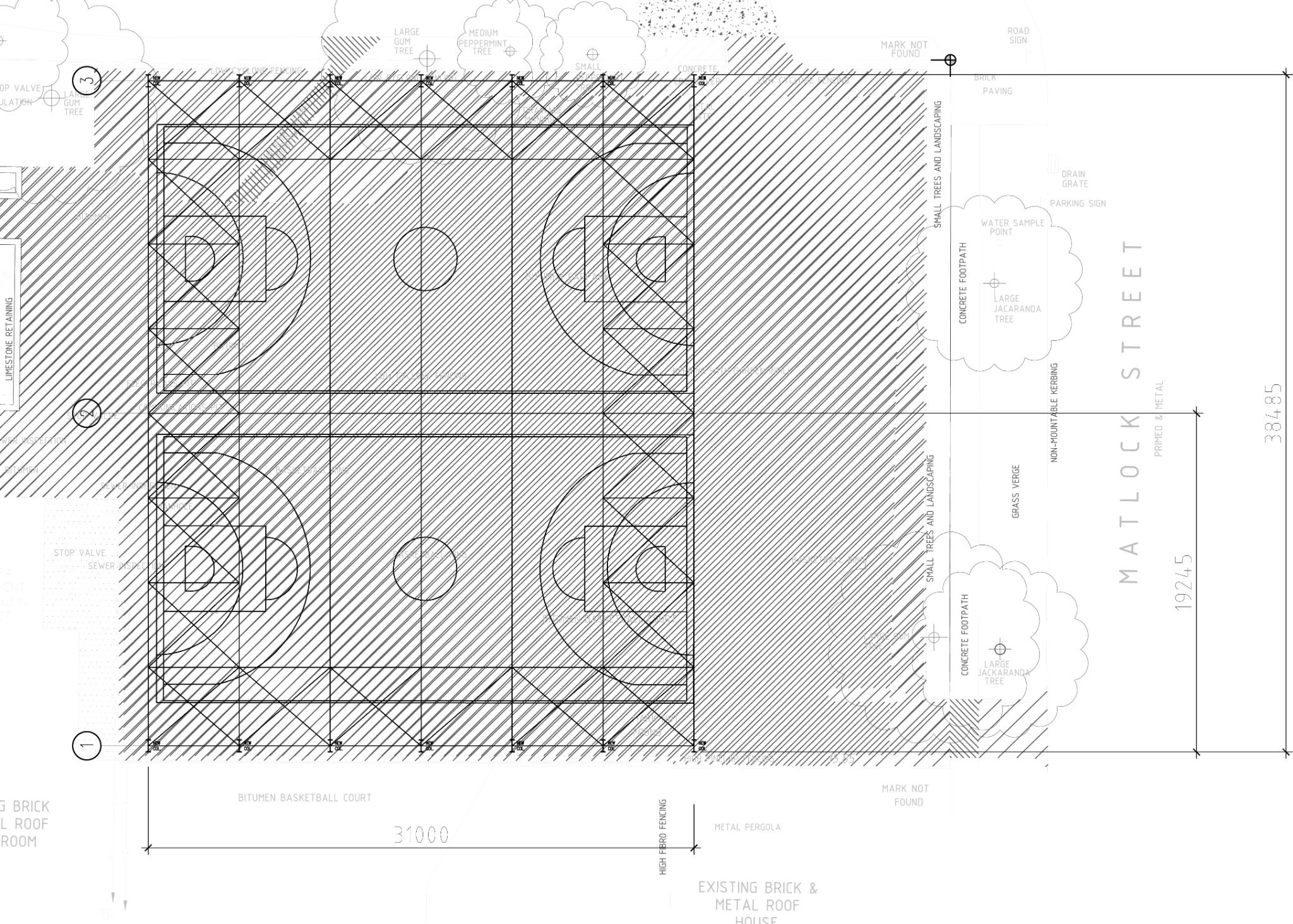 General arrangement plan for the covered courts