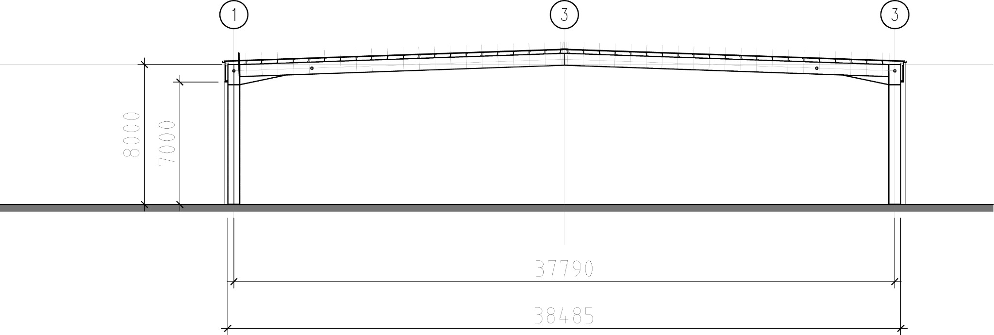 Section through the proposed covered courts