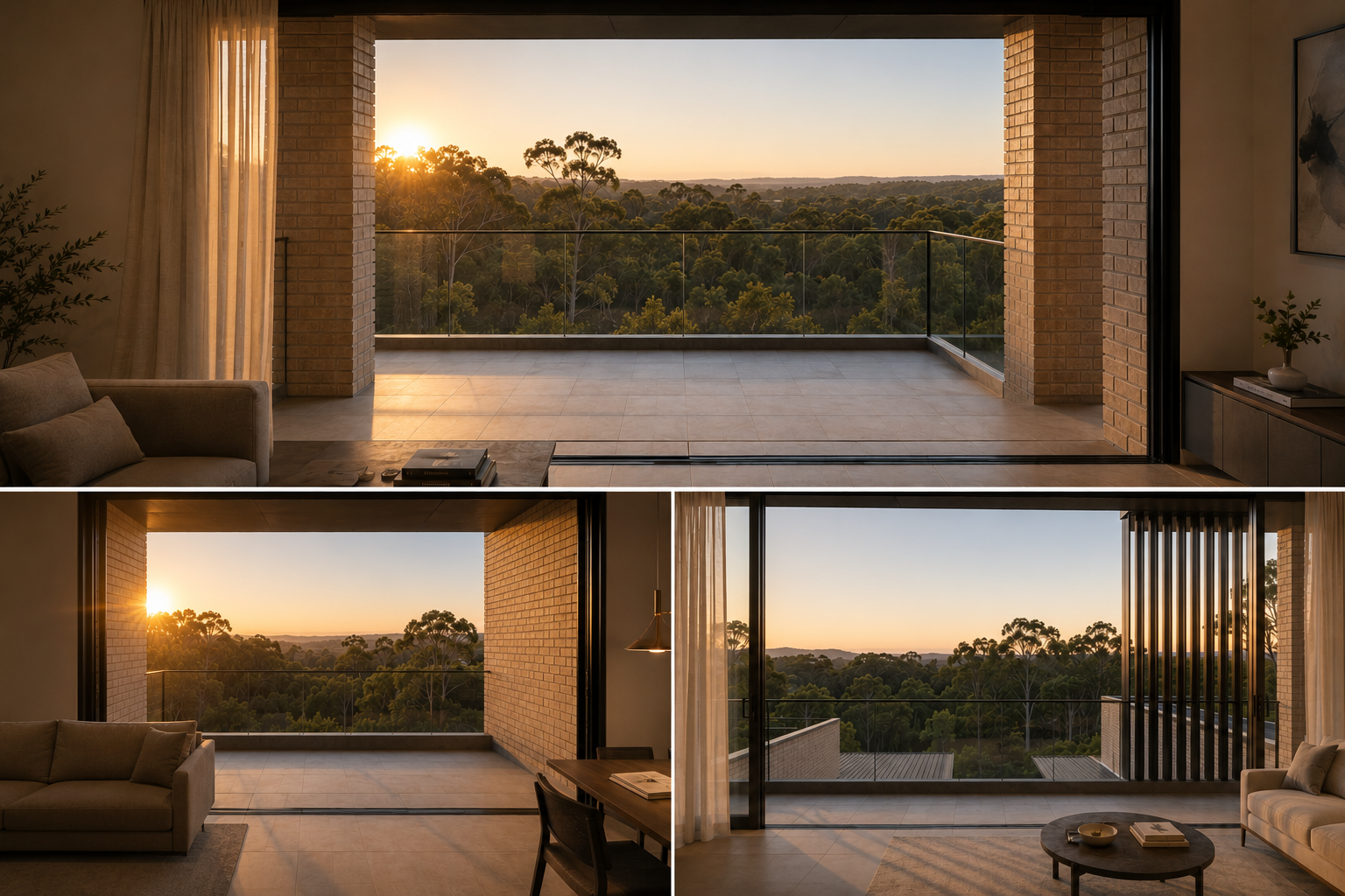 Sari Residence living spaces and framed landscape views